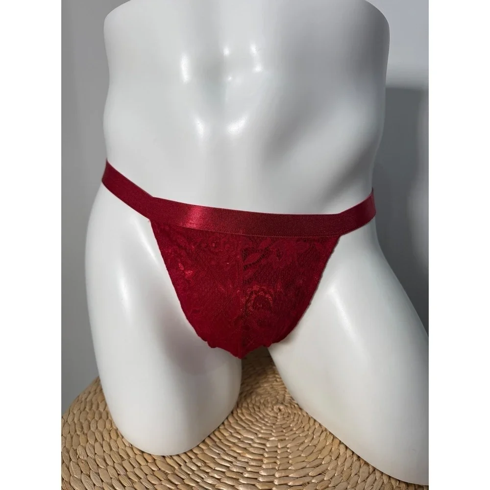 Cosabella‎ Never Say Never Italian Thong Men's Floral Lace Brief Sindoor Red